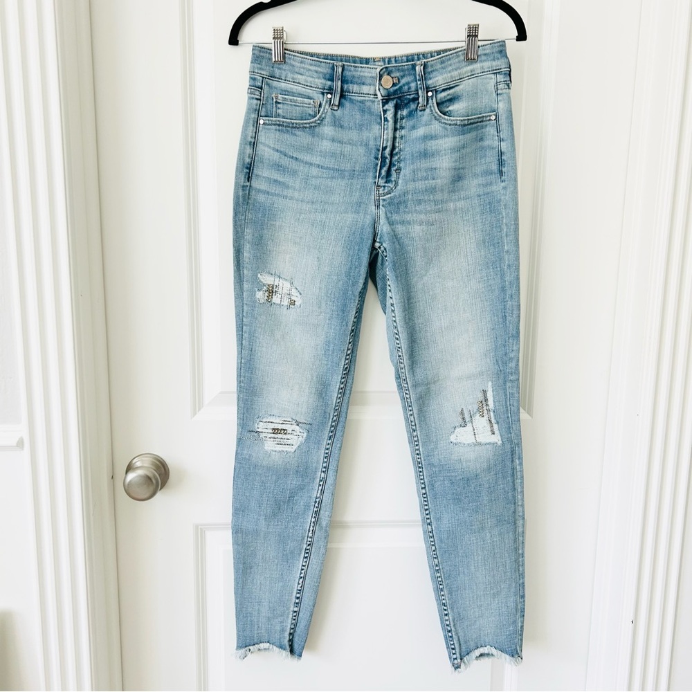 WHBM Everyday Soft Embellished Rhinestone Distressed Ankle Jeans 4